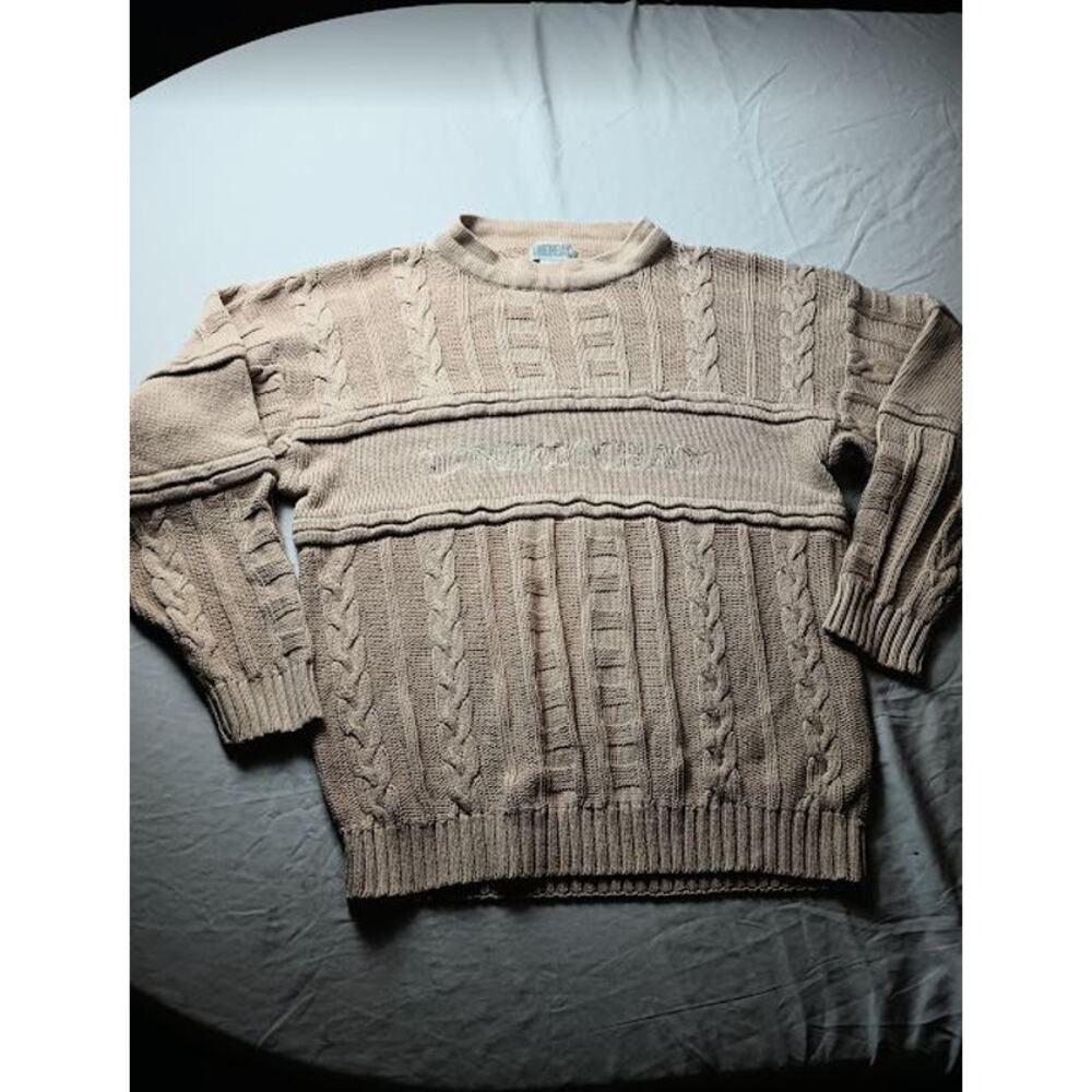 Vintage Cable Knit Chucky Beige Neutral Sweater Unionbay Men Size Large